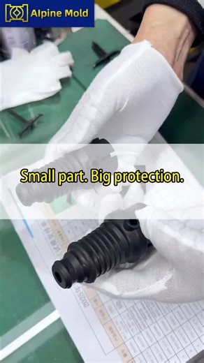 Small part. Big protection. ⚡ From raw rubber pellets to a precision-molded cable protection sleeve. Designed for automotive and outdoor equipment, this rubber seal helps: • Protect cable connectors • Keep out dust and moisture • Improve durability in harsh environments Precision molding ensures consistent quality in every cycle. #injectionmolding #plasticmold #moldmaking #toolmaker #factorydirect
