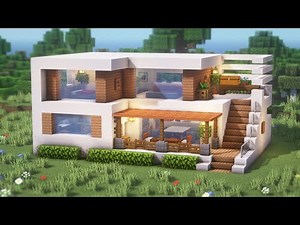 Minecraft: How To Build a Small Modern House Tutorial(Easy)(#20) | 마인크래프트 건축, 모던하우스, 집 짓기, 인테리어
