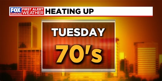 Big warm-up Tuesday, showers creep in soon