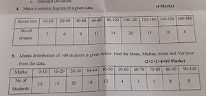 c. Standard Deviation.(4 Marks)Make a column diagram of a giv... | Filo