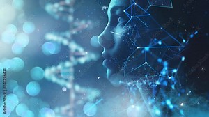 technology background genetic research and biotech science concept human seamless looping overlay 4k virtual video animation background