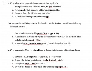 Write a base class Student in Java with the following details:... | Filo