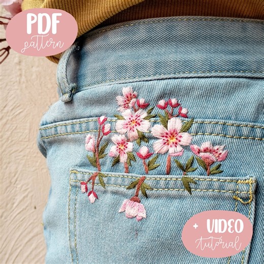 Cherry Blossom Embroidery Pattern: Floral Sakura Design (PDF Pattern) - Etsy