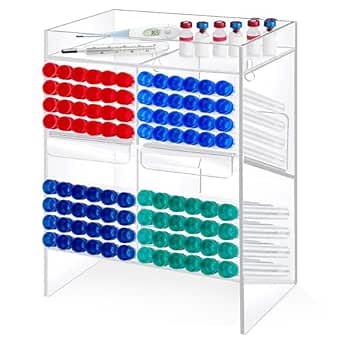 Clear Acrylic Tube Rack with 8 Long Compartment Large Tube Rack Holder Wall-Mounted and Countertop Lab Organizer Stand for Storage (10.4 x 14.2 x 5.5 Inches)