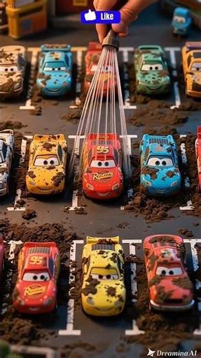 🚗✨ Washing Dirty Lightning McQueen | AI Animation Cleaning #pixarcars #cars #shorts