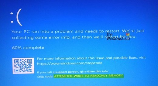 ATTEMPTED TO WRITE TO READONLY MEMORY Blue Screen on Windows 11/10