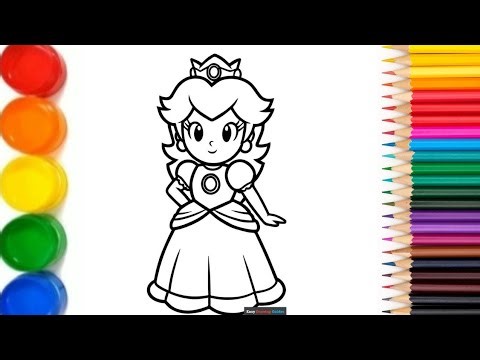 How to draw an easy princess peach for kids and toddlers