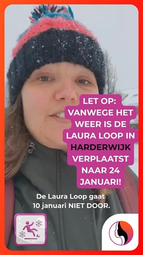 @lauraloop2026 on Instagram: "De Laura Loop is door het weer verplaatst naar zaterdag 24 januari. De loop gaat dus NIET door op zaterdag 10 januari in Harderwijk.❄️❄️ Wil je meelopen op 24 januari? Meld je dan opnieuw aan via onze website. Hopelijk zien we je dan. Geniet ondertussen van de sneeuw.☃️ #harderwijk #lauraloop #vrouwengezondheid"