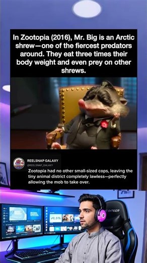 In Zootopia (2016), Mr. Big is an Arctic shrew-one of the fiercest predators around. They eat three