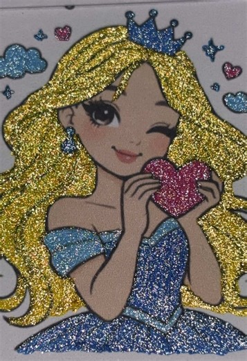 Beautiful princess🩷 #glitterpens #glittercoloring #coloringtherapy #colouring #relaxingvideos