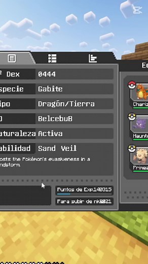 Evolución de Gabite a Garchomp en Minecraft