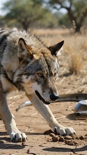 Wild Instincts: Accidental Encounter – Wolf Meets Python #viral #wildlife