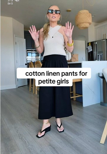 Petite Wide Leg Cotton Linen Pants | Summer Style