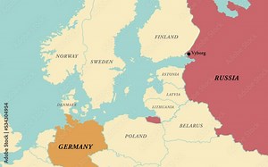 Map of Nord Stream 1 and 2 natural gas pipelines and the mysterious leaks