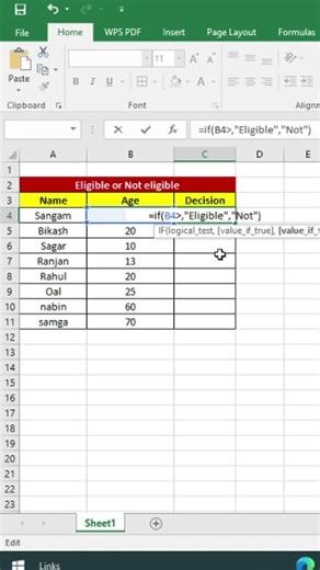 How to Check Eligible / Not Eligible in Microsoft Excel Using IF Function #excel #exceltips