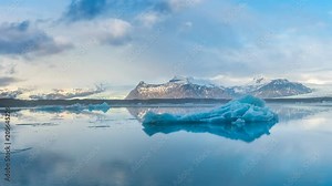 Time lapse of Ice bergs in Jokulsarlon glacial lake, Iceland.