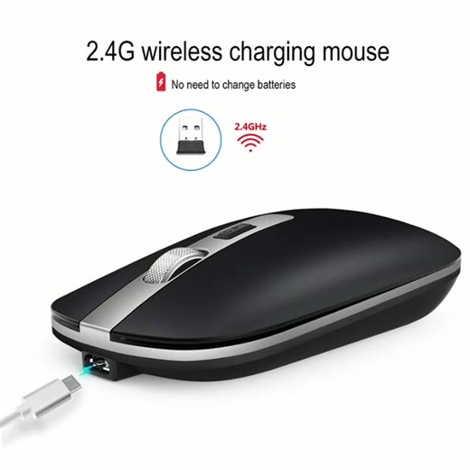 Ultra-thin Mini 3D Ergonomic USB Optical Wireless Charging Mouse 1600DPI 2.4G Wireless Silent Office Mouse