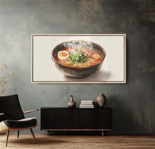 Ramen Bowl Canvas Print, Japanese Food Art, Watercolor Noodle Soup, Asian Cuisine Kitchen and Restaurant Decor - Etsy
