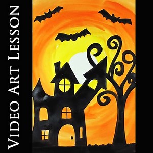 HALLOWEEN HAUNTED HOUSE Painting Tutorial | Drawing & Watercolor Painting Lesson