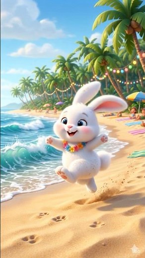 Cute Bunny Beach Dance 🐰🏖️ | Adorable Summer Bunny Dancing#shortsfeed #shorts #viralvideo #bunny