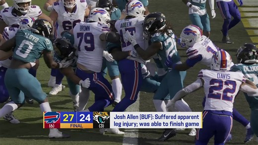 From @GMFB: #Bills QB Josh Allen is beat up. But the good news is, he'll be good enough to play next week (since they won). | Ian Rapoport