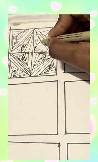 Easy Geometric Pattern Drawing | Simple Black Pen Pattern Art | Relaxing Doodle Design