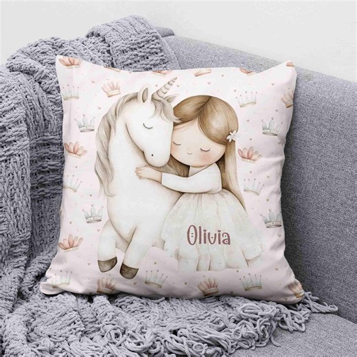 Princess Unicorn Nursery Pillow, Personalized Baby Girl Cushion, Kids Room Decor - Etsy