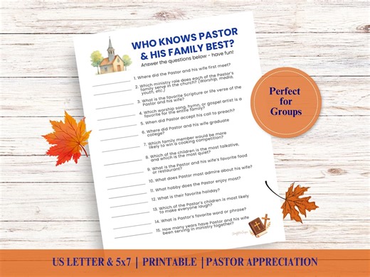 Pastor Trivia Game, Church Icebreaker, Appreciation Activity - Etsy