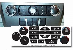 Decal USA brand Fits & Compatible with 2009-2013 Ford Focus/Fusion Mercury Milan climate control button repair. Overlay vinyl decals to "reface and renew your control buttons." Simple repair & looks new again!