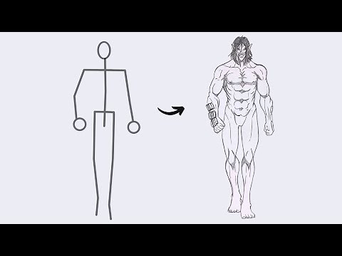 How to draw Eren Yeager Titan form Full Body out of Stick Man