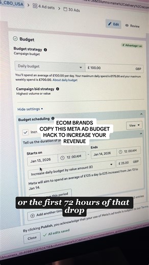 Copy this budget hack to increase your revenue for your e-commerce business! #metaads #meta #ecommercetips