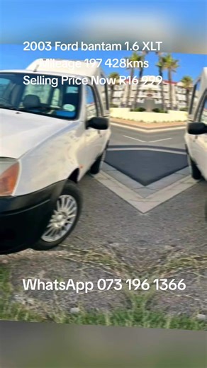 2003 Ford bantam rocam 1.6 XLT for sale. Recently had a major service. Excellent condition. Accident Free, start and go Original paint. No leaks Mileage 197 428kms Selling Price Now R16 999 Call or WhatsApp number 073 196 1366