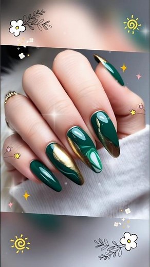 Emerald Green nails | Green Marble nail art #nails #nailart #marble #shorts #green #emerald