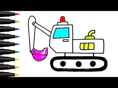 How to Draw Excavator for Kids | Easy Excavator Drawing Step by Step