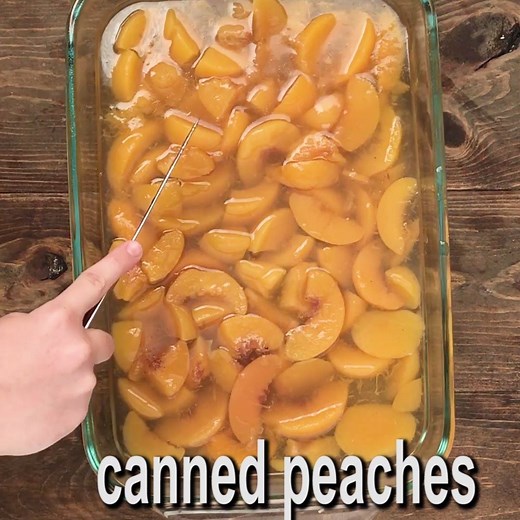 This easy peach cake always goes fast! :) Get the recipe - http://www.meatloafandmelodrama.com/easy-peach-cake/ | Meatloaf and Melodrama