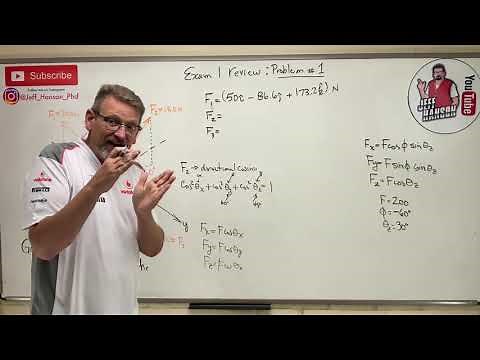 Statics: Exam 1 Review Problem 1, 3D Vector Addition