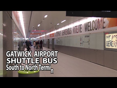 Gatwick Airport - SHUTTLE BUS from South to North Terminal (4k)