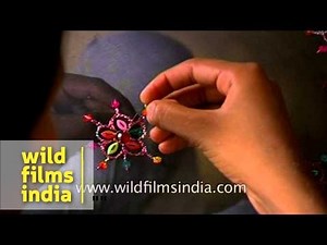 Women stitching Chikankari embroidery of Uttar Pradesh, India