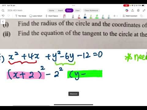 19 Jan 2026 Remedial (Equation of circle)