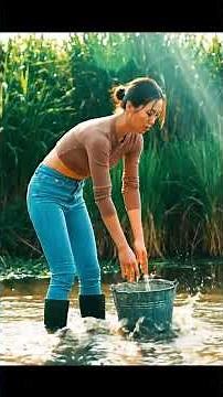 Woman Catching a Big Fish in Muddy Water 🐟💪 | Survival Fishing Skills