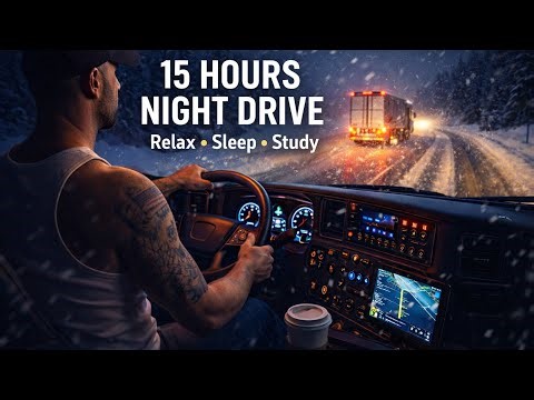 POV Night Drive Across America | 15 Hours of Relaxing Highway Trucking for Sleep & Study (4K)