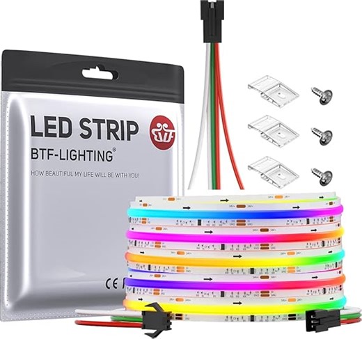 BTF-LIGHTING FCOB SPI COB RGB Flexible Hohe Dichte LED-Streifen WS2811 IC LED Strip 5M 720LEDs/m DC24V IP30 Nicht Wasserdicht Chasing Farbe DIY Dekoration(Nicht inhalt Controller&Netzteil)