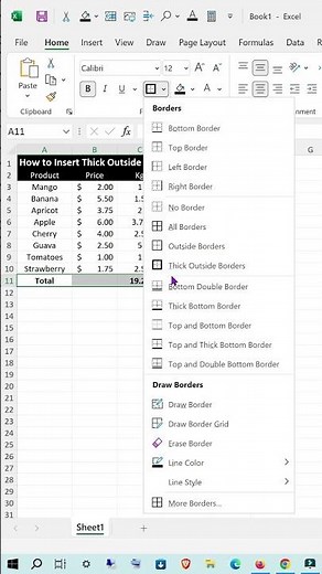 How to Insert Thick Outside Border in Excel (Step-by-Step)