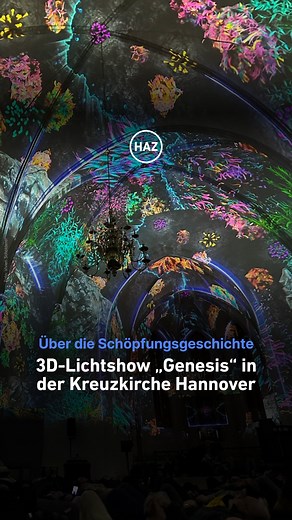 In Hannovers Kreuzkirche gibt es seit kurzem die immersive 3D-Lichtshow „Genesis“. Mithilfe von Soundtracks und Animationen wird die Schöpfungsgeschichte erzählt. Das Kunst-Projekt kann noch bis zum 29. März besucht werden. 🤩 Wie findet ihr die Lichtshow? 👀 #hannover #kreuzkirche #genesis #kunst #3d #lichtshow | Hannoversche Allgemeine Zeitung / HAZ