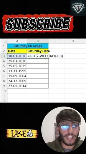 How to Find Saturday #excelshorts #excel