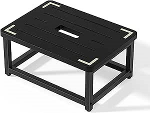 Tikea Step Stool for Adults with Handle & Non - Slip Surface and Rubber Feet - Sturdy Step Stool with Glow Strip - 500 lbs Capacity for Bedroom, Bedside, Bathroom, and Kitchen (Black)