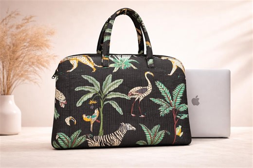 Handcrafted Quilted Laptop Bag, Jungle Print 15-inch Tote - Etsy