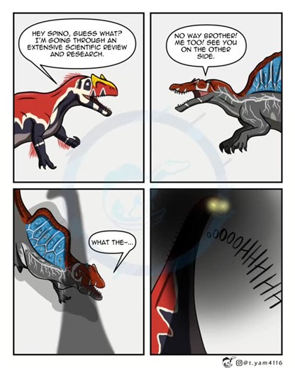 Tyam Paleoart on Instagram: "Dinosaur comic speed draw Join me in my creative process, this time I'm showing you how I make my comics. My primary software of use is Clip Studio Paint and Photoshop. I skipped the sketch process since I started recording late hehe Would you like to see more speed paints? Let me know in the comments 💬 #paleoart #dinosaurs #speedpaint #clipstudiopaint #comic"
