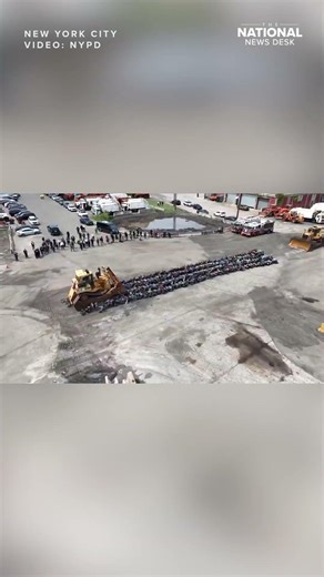 CRUSHED: 200 illegal scooters & mopeds demolished by bulldozer as part of NYPD crime crackdown