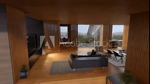 3D animation showcasing house layout with detailed navigation through each room, highlighting design features and spatial flow